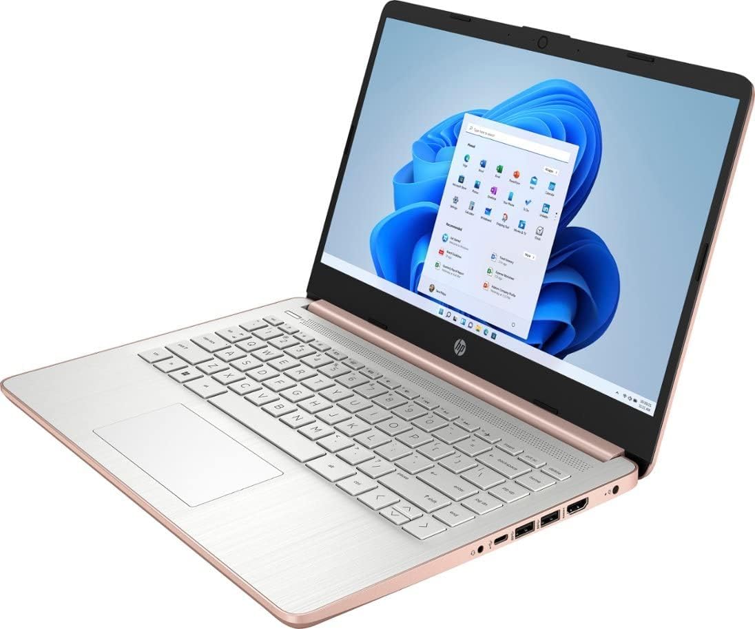 HP 2022 Stream 14" HD BrightView Laptop, Intel Celeron N4120, 16GB RAM, 64GB SSD, Intel HD Graphics, 720p Webcam, 1 Year Office 365, Gold, Win 11, 32GB Snowbell USB Card