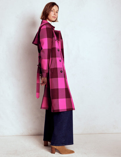 Cheltenham Trench Coat-Pink Peony, Chestnut Gingham