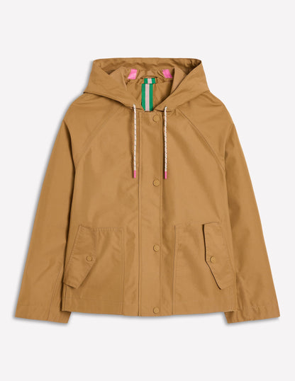 Cropped Rain Mac-Hazelnut Brown