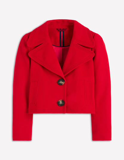 Topstitch Jacket-Poppy Red