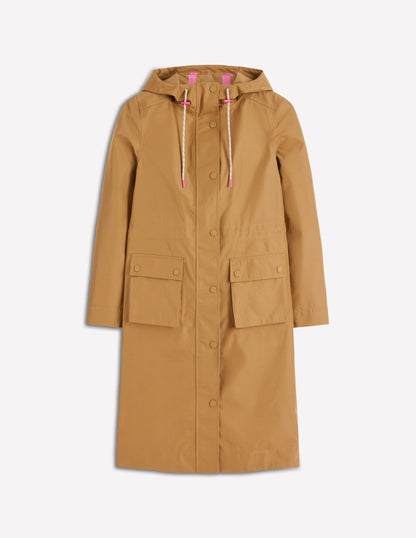 Longline Rain Mac-Hazelnut Brown