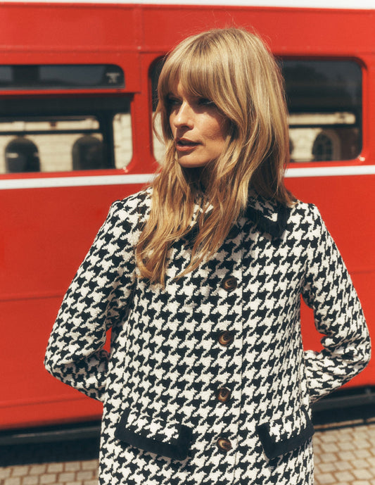 Edinburgh Swing Coat-Black Dogstooth
