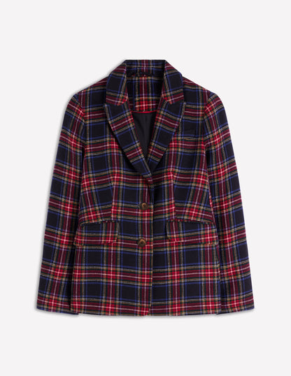 Stamford Wool-Blend Blazer-Navy, Green and Red Check