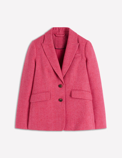 Stamford Wool-Blend Blazer-Pink Herringbone