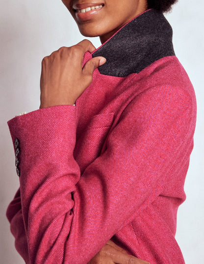 Stamford Wool-Blend Blazer-Pink Herringbone