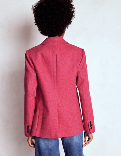 Stamford Wool-Blend Blazer-Pink Herringbone