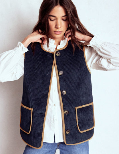 Clerkenwell Reversible Gilet-Navy, Leopard