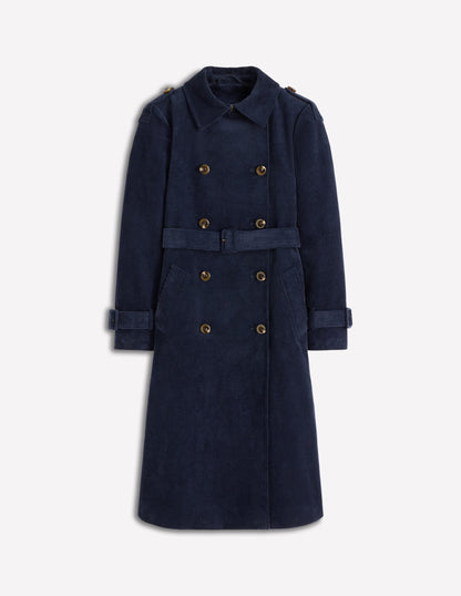 Cheltenham Cord Trench Coat-Navy