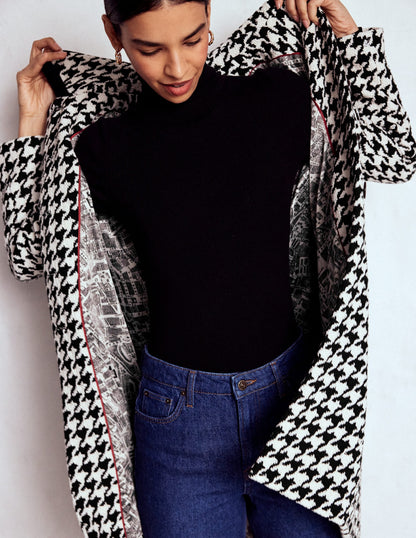 Edinburgh Swing Coat-Black Dogstooth