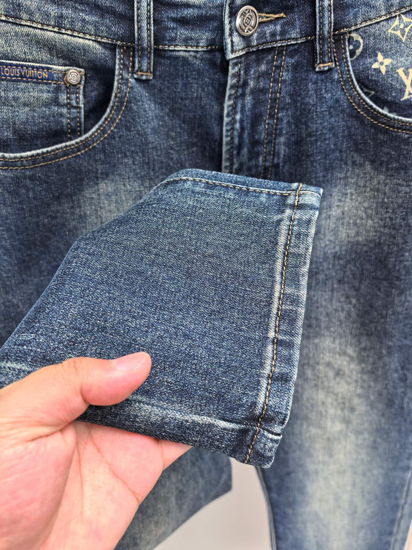High luxury autumn and winter elastic slim fit denim pants XC0425091205