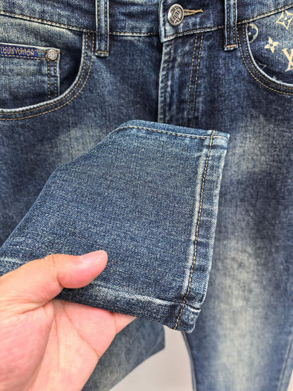 High luxury autumn and winter elastic slim fit denim pants XC0425091205