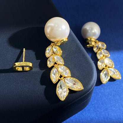 Pearl earrings with wheat ears 1925042502