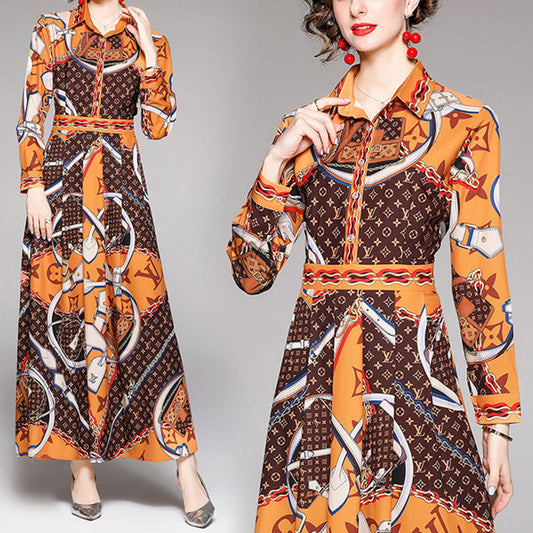 Fashion and versatile printed extended dress PF10062606