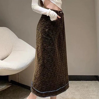 New versatile suede half length skirt 1024092923