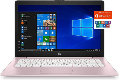 HP 2022 Stream 14" HD BrightView Laptop, Intel Celeron N4120, 16GB RAM, 64GB SSD, Intel HD Graphics, 720p Webcam, 1 Year Office 365, Gold, Win 11, 32GB Snowbell USB Card