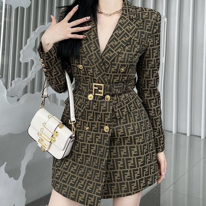 High waist dress mid length trench coat PD0425070108