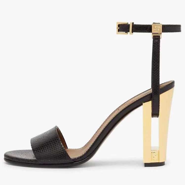 New Fashionable Thick Heel Fish Mouth Strip Sandals 1024022101