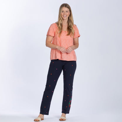 Embroidered Soft Stretch Pants