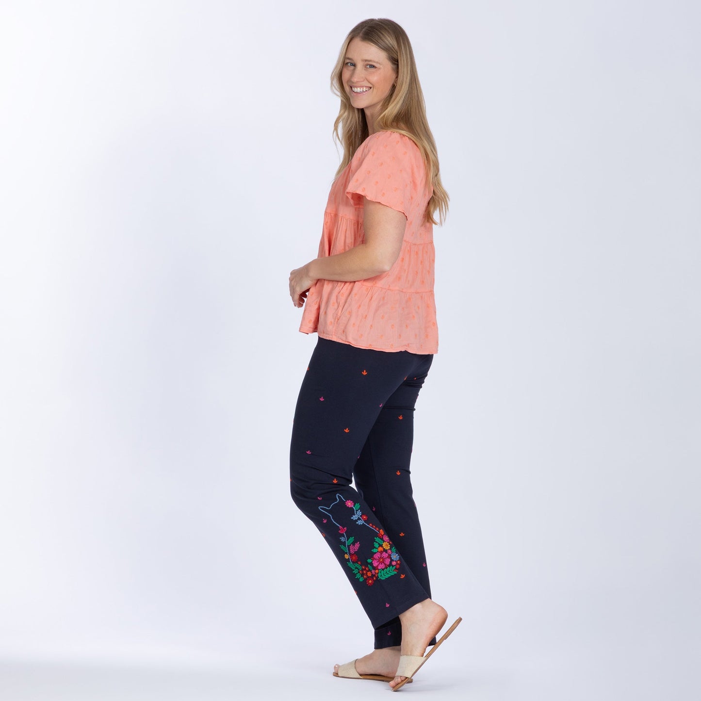 Embroidered Soft Stretch Pants