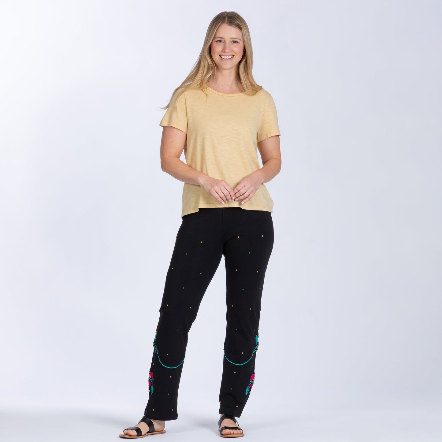 Embroidered Soft Stretch Pants
