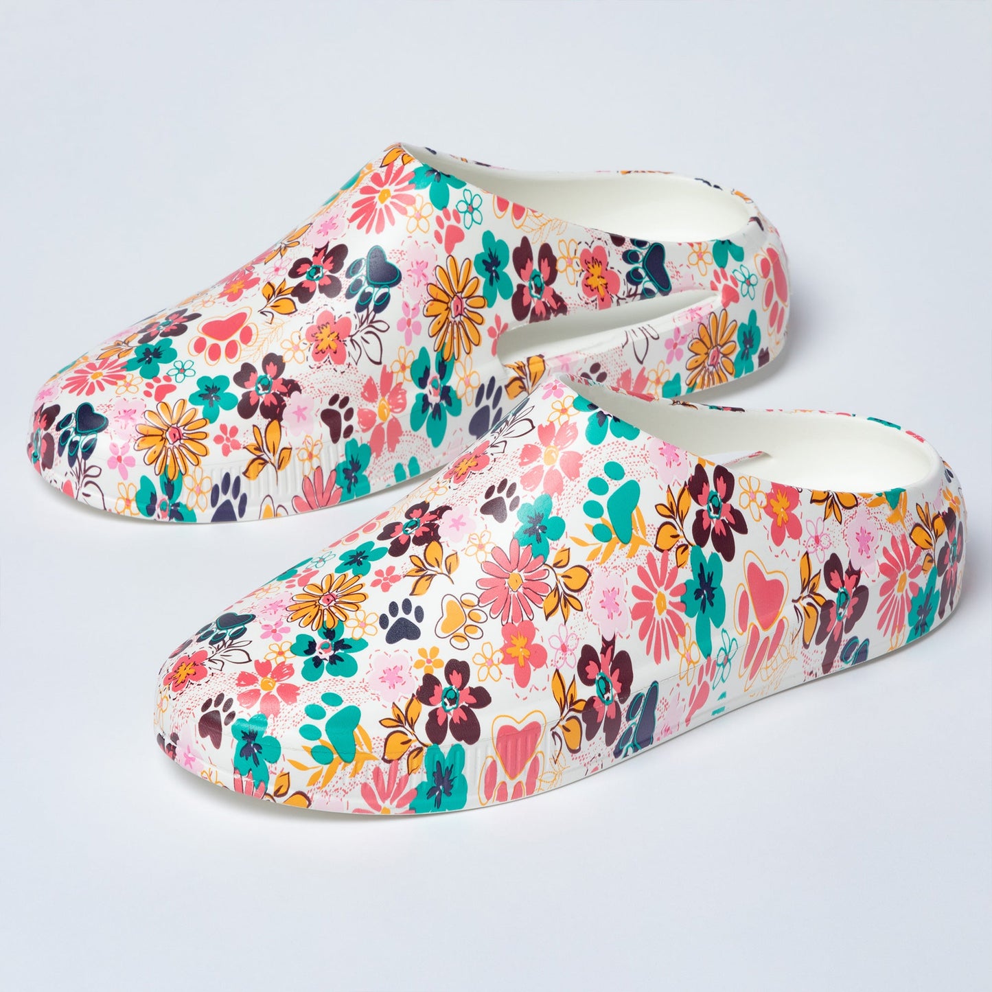 Paw Print Vented Lightweight Slip-On Clogs