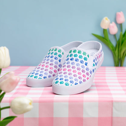 Paw Print Low-Back Slip-On Canvas Shoes