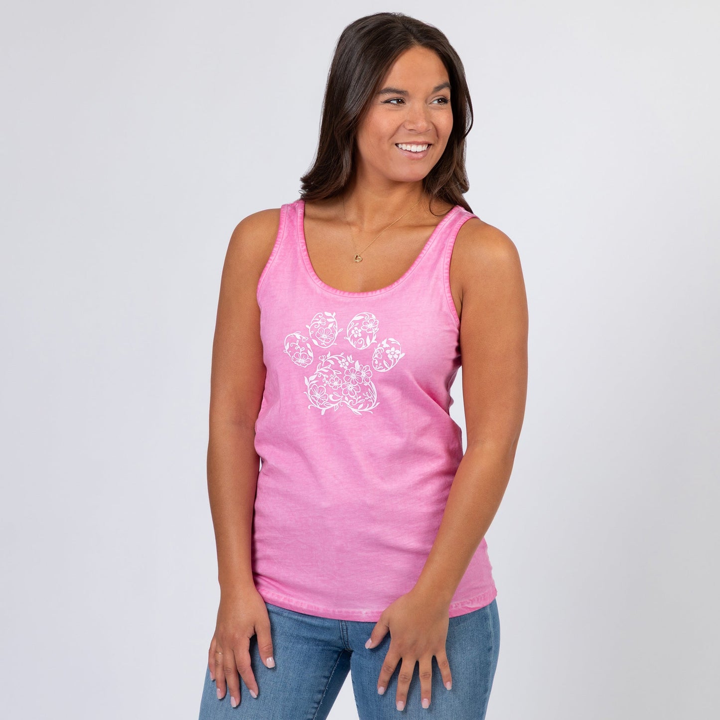 Flower Paw Vintage Acid Wash Tank Top