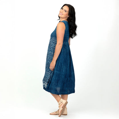 Henna Tie-Dye Sleeveless Midi Dress