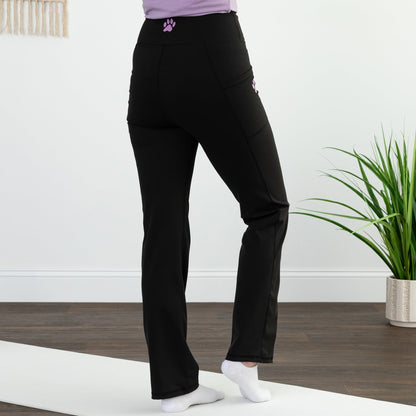 Paw Print Crossover Waist Yoga Pants with Pockets