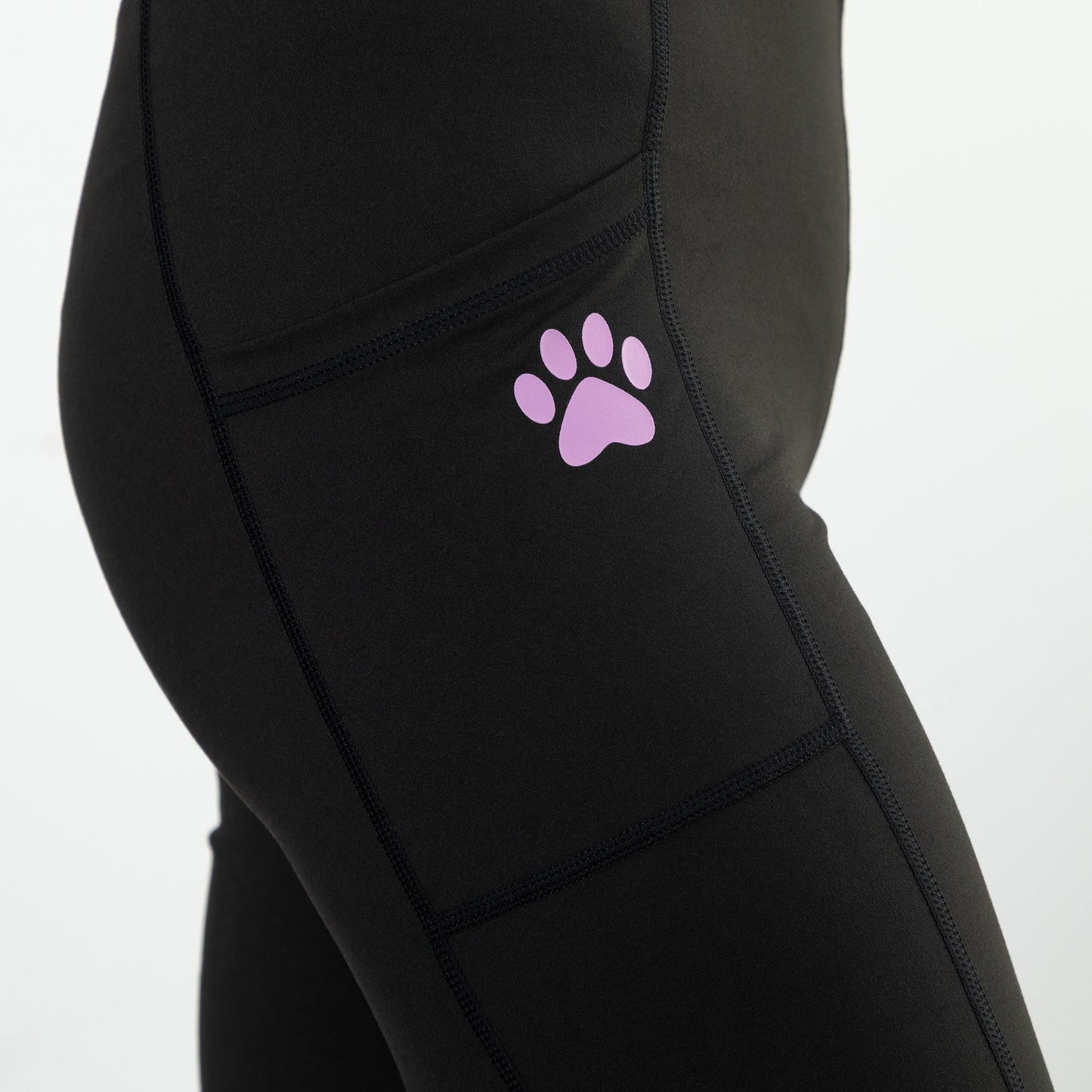Paw Print Crossover Waist Yoga Pants with Pockets