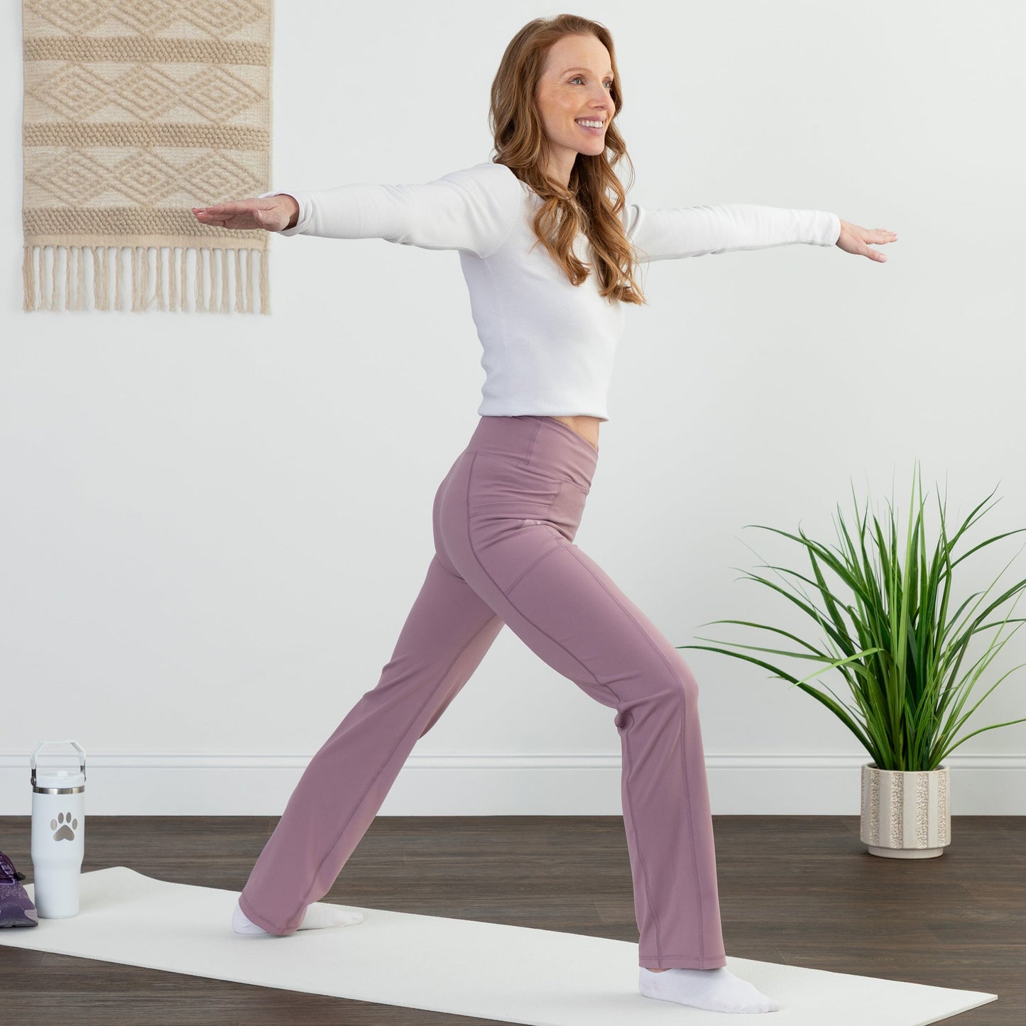 Paw Print Crossover Waist Yoga Pants with Pockets