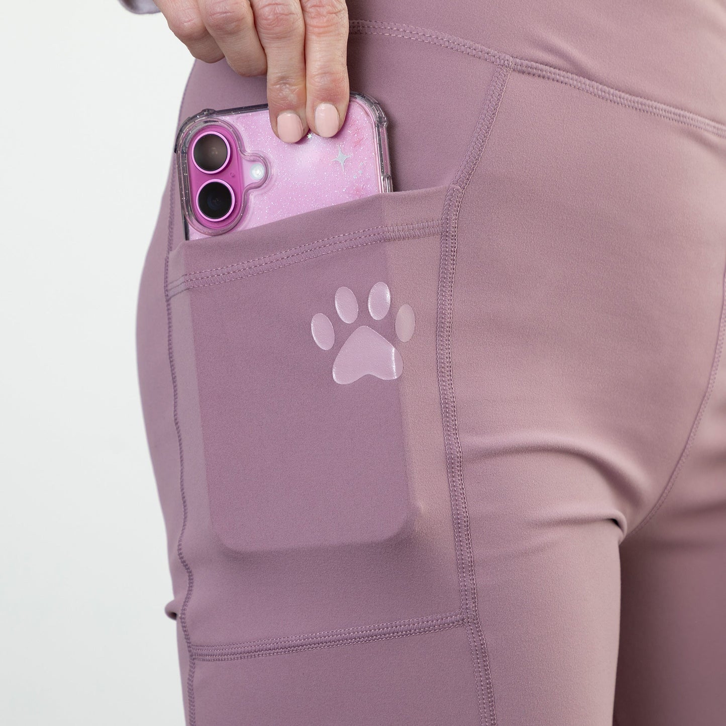 Paw Print Crossover Waist Yoga Pants with Pockets
