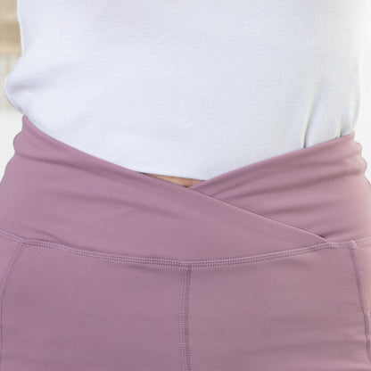Paw Print Crossover Waist Yoga Pants with Pockets
