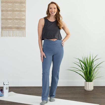 Paw Print Crossover Waist Yoga Pants with Pockets