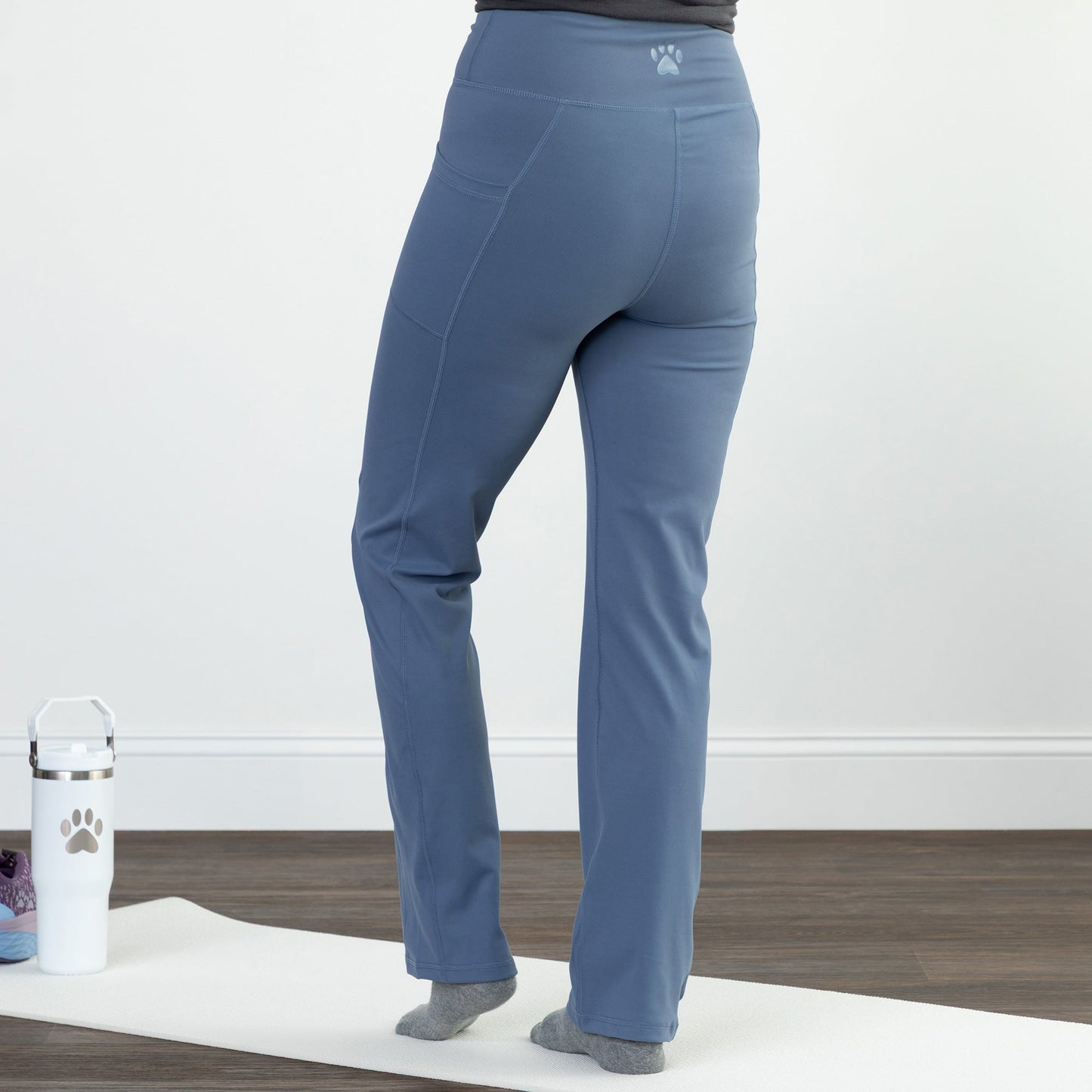 Paw Print Crossover Waist Yoga Pants with Pockets