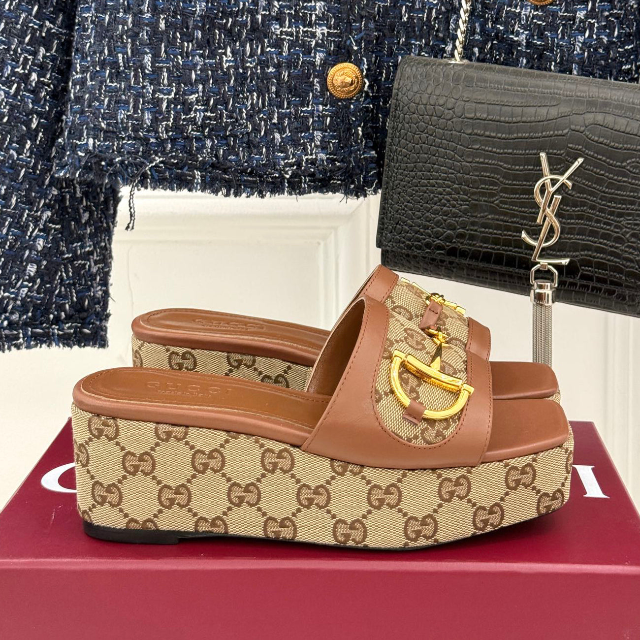 25 ladies metal buckle double material thick-soled slippers XC0425050603
