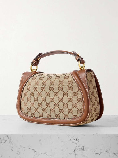 New G Blondie leather-trimmed canvas-jacquard shoulder bag 0425031410