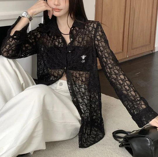 New lace micro-sheer sun protection shirt　1025042811