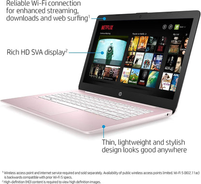 HP 2022 Stream 14" HD BrightView Laptop, Intel Celeron N4120, 16GB RAM, 64GB SSD, Intel HD Graphics, 720p Webcam, 1 Year Office 365, Gold, Win 11, 32GB Snowbell USB Card