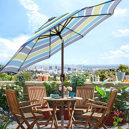 9' Outdoor Market Patio Umbrella with Push Button Tilt and Crank, 8 Ribs (Tan)