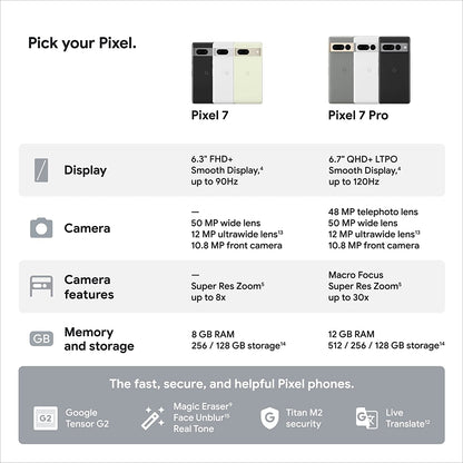 Google Pixel 7-5G Android Phone - Unlocked Smartphone with Wide Angle Lens and 24-Hour Battery - 128GB - Snow (Renewed)