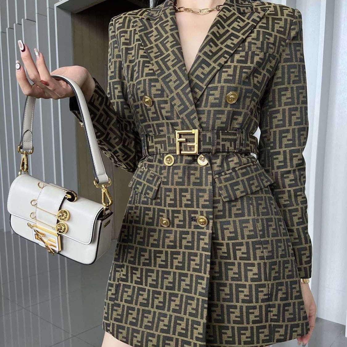 High waist dress mid length trench coat PD0425070108