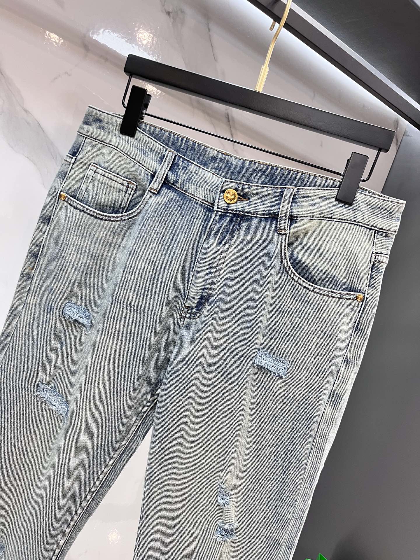 High luxury autumn and winter elastic slim fit denim pants XC0425091206