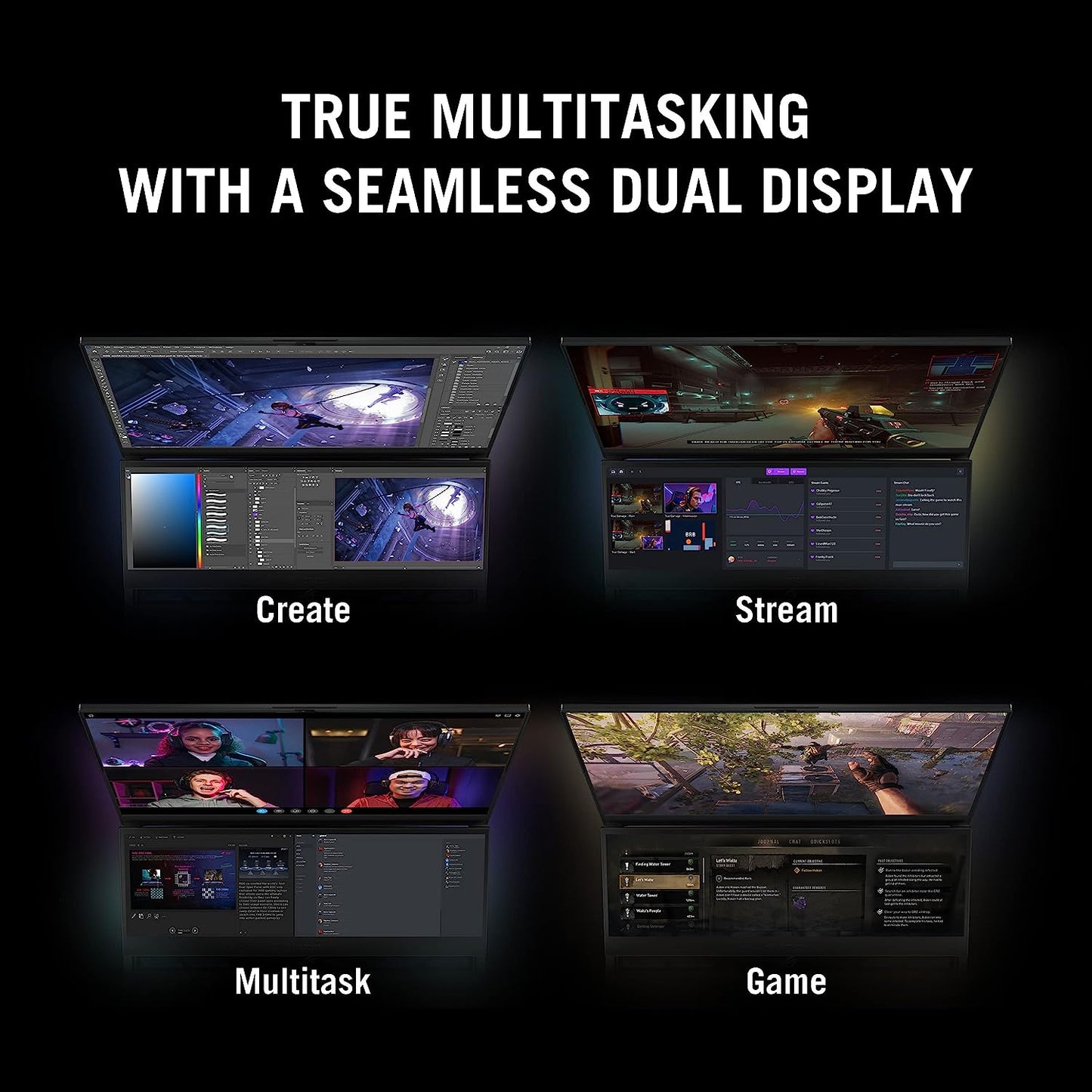 ASUS ROG Zephyrus Duo 16 (2022) Gaming Laptop, 16” Mini LED 240Hz/3ms, QHD 16:10 Display, 100% DCI-P3, NVIDIA GeForce RTX 4080, AMD Ryzen 9 7945HX, 32GB DDR5, 1TB SSD, Windows 11 Pro, GX650PZ-XS96