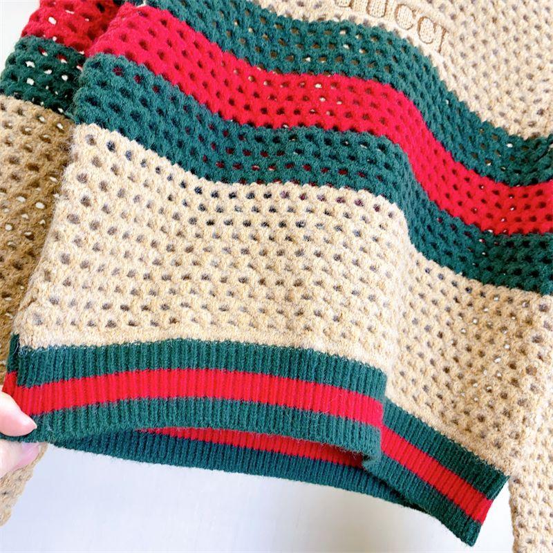 New Embroidered Striped Color-block Knit Top 1024031503