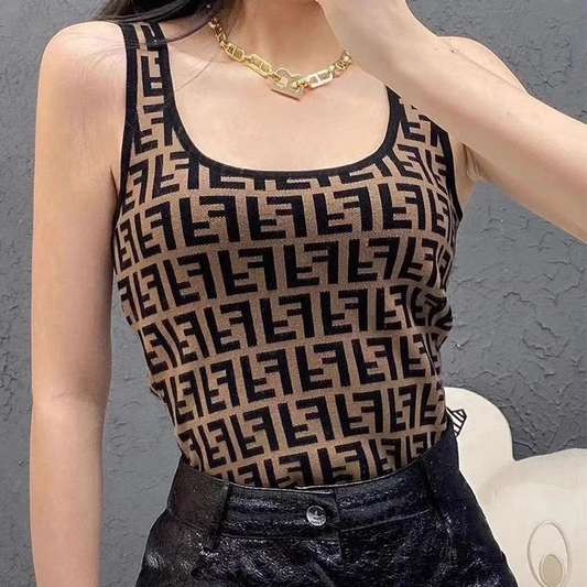F Vintage Jacquard Knit Tank Top PD0823041407