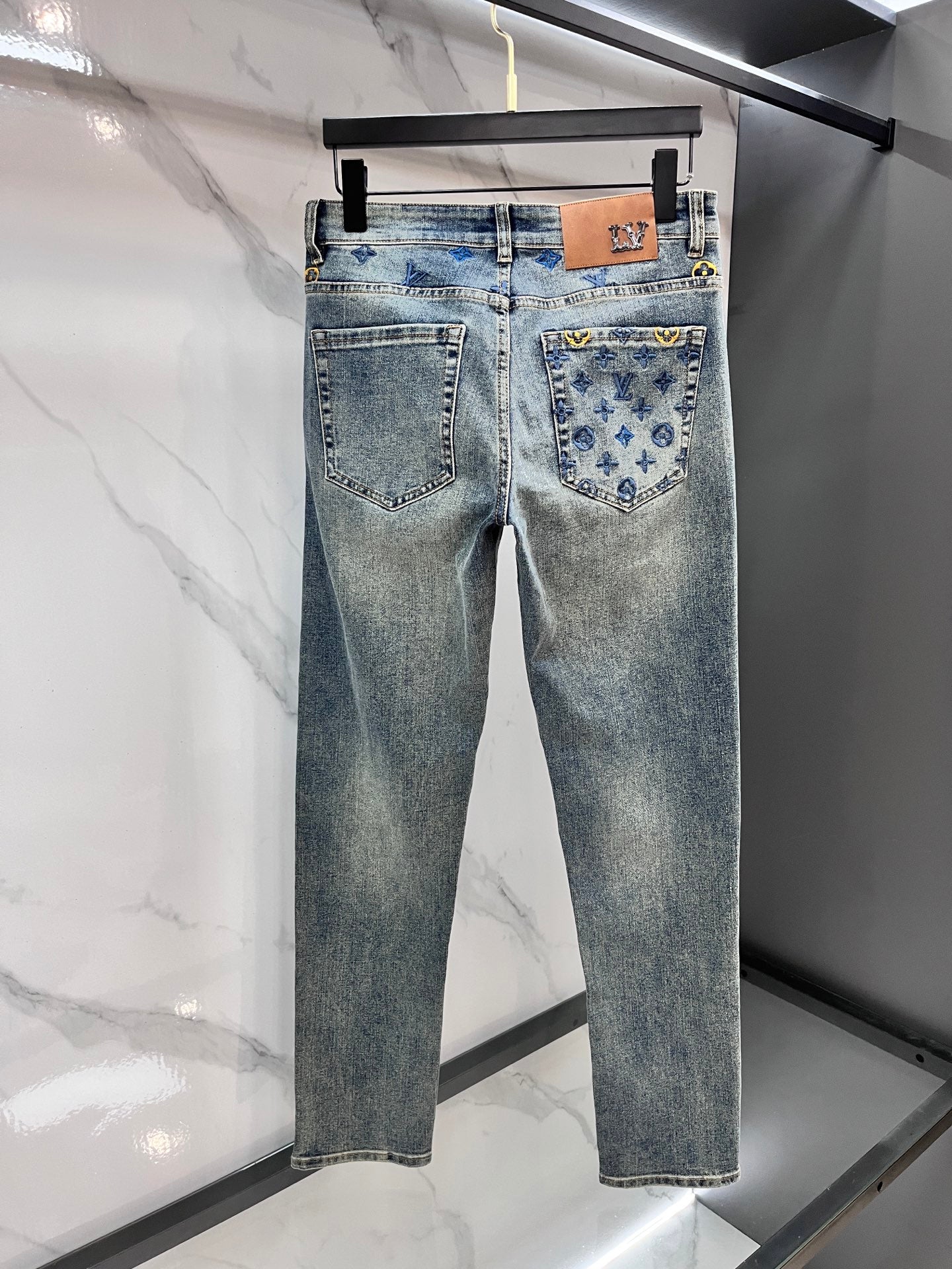 High luxury autumn and winter elastic slim fit denim pants XC0425091204