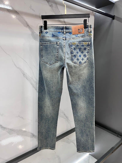 High luxury autumn and winter elastic slim fit denim pants XC0425091204