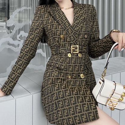 High waist dress mid length trench coat PD0425070108