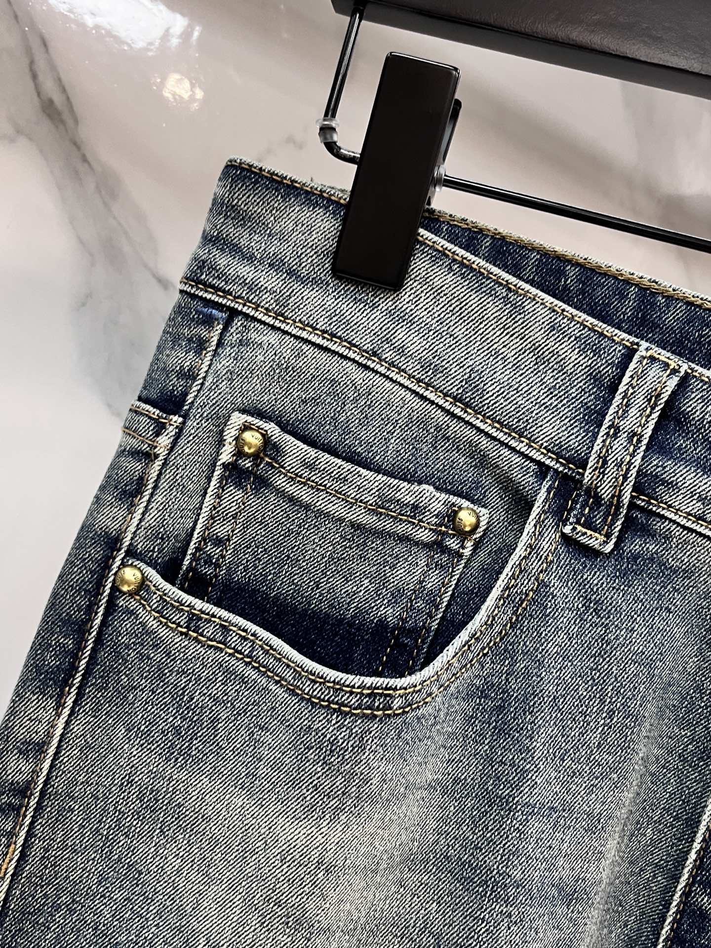 High luxury autumn and winter elastic slim fit denim pants XC0425091204